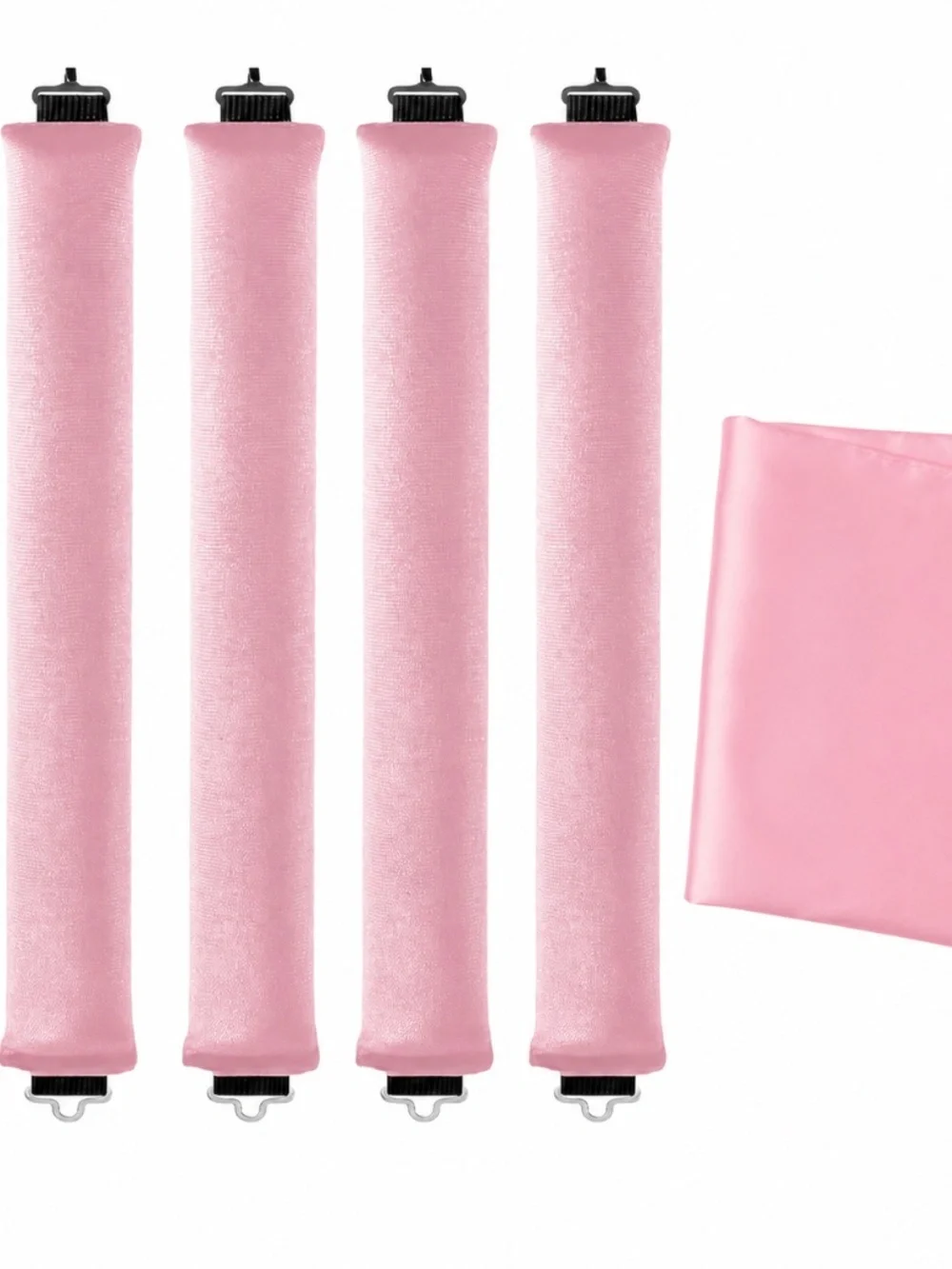 Heatless Hair Curler Rods Set 4 Velvet Foam Hair Rollers + 1 Satin Hair Scarf